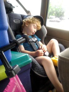 Owen sleeping in carseat